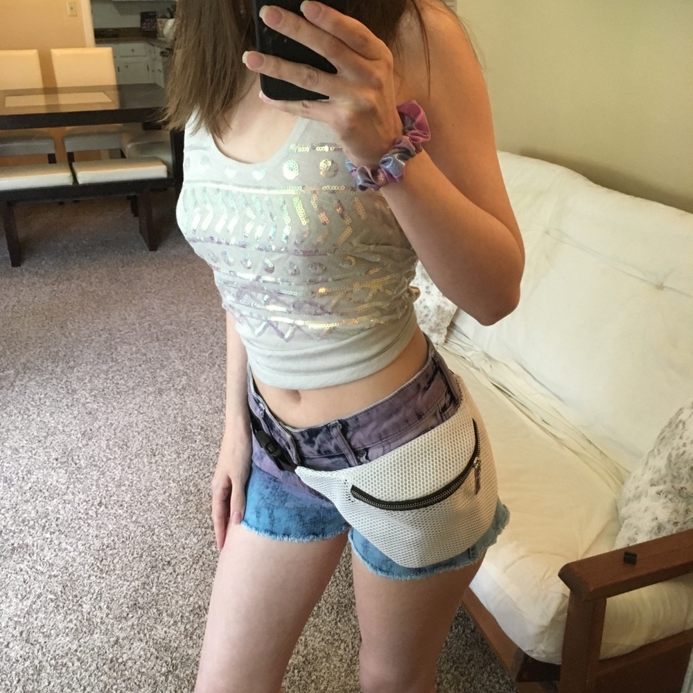 Ombré frayed shorts
